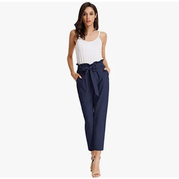 GRACE KARIN Women's Paper Bag Waist Pants Slim Fit Casual Office Pencil Pants - Picture 3 of 9